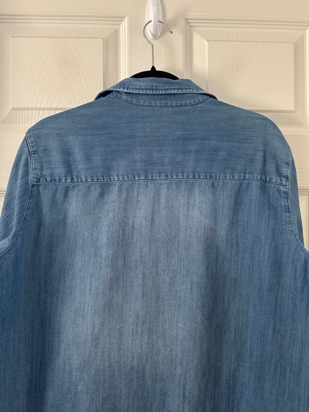 Frank & Eileen Mary Shirt Dress Stonewash Indigo Blue Distress Women's Large - Picture 9 of 16